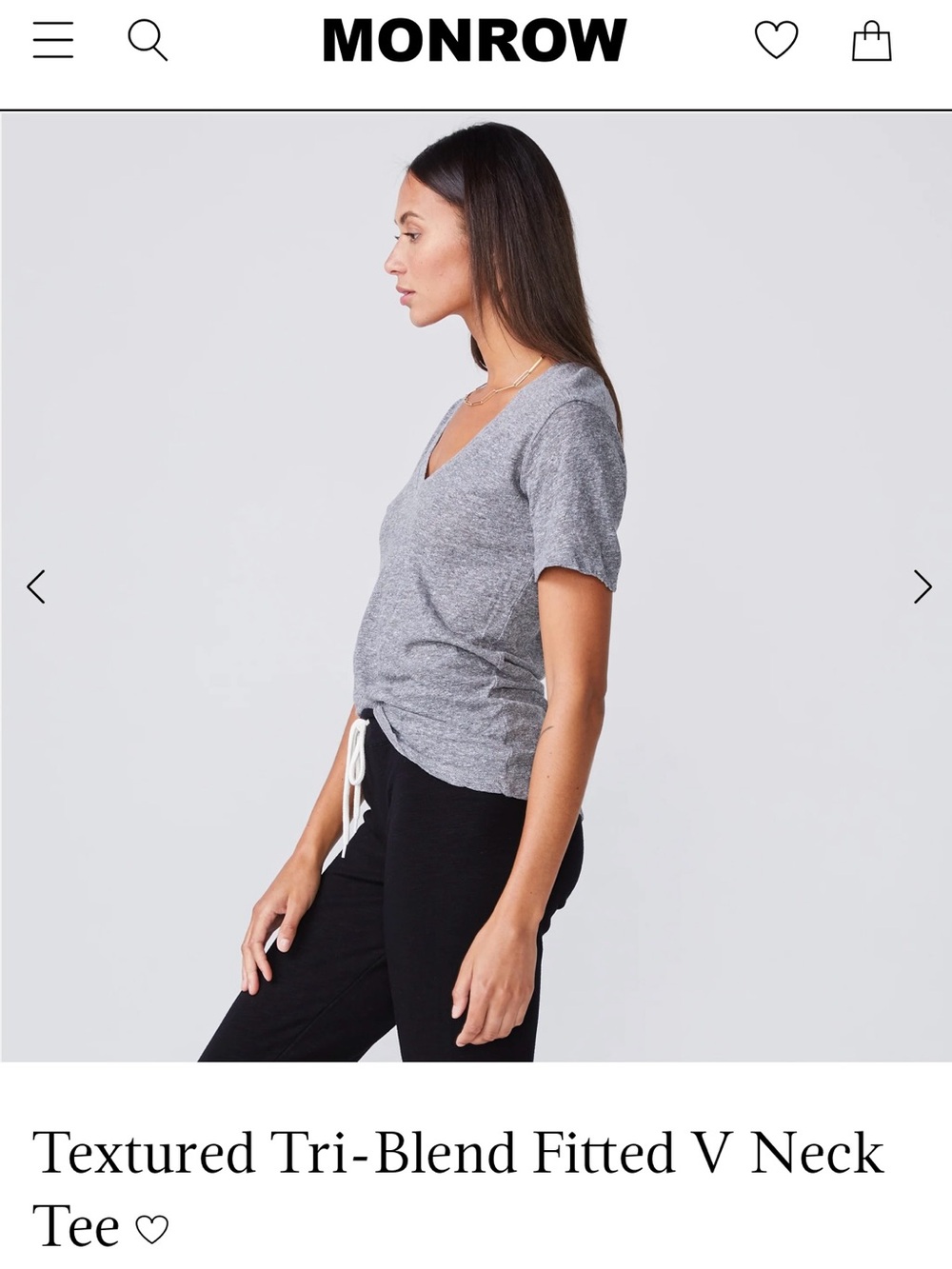 Monrow Gray Heather Short Sleeve Crewneck Tee